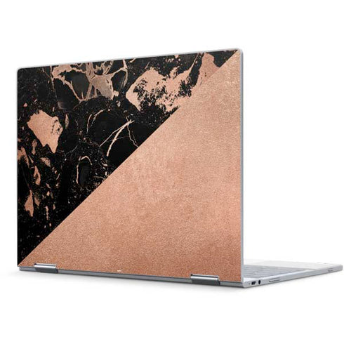 Black and Rose Gold Marble Split Pixelbook Skin